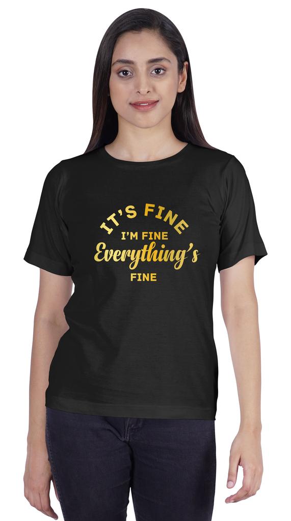 Inkmeso Футболка с круглым вырезом «Its Fine I'm Fine Everything Is Fine» с надписью «Вдохновляющий трикотажный топ с надписью «It's Fine I'm Fine»