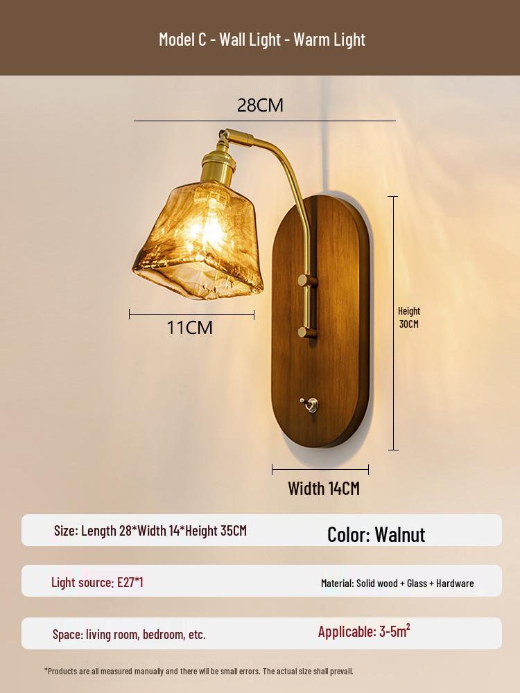 Retro Wabi-Sabi Brass and Wood Wall Lamp for High-End Homestay or Living Room Décor