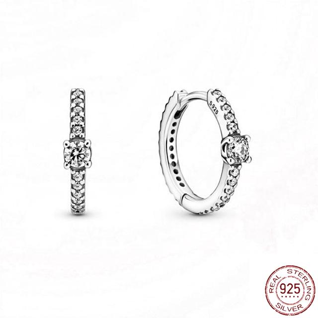 Серьги из стерлингового серебра 925 пробы, настоящее большое сердце, циркон, круглые серьги-кольца для женщин, модные серебряные серьги, ювелирные изделия, подарок