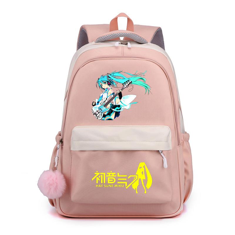 Аниме Периферийные товары Hatsune Future Школьный рюкзак Рюкзак Мультяшный рюкзак Конфетный цвет Большая вместимость Студенческий школьный рюкзак Канцелярские товары
