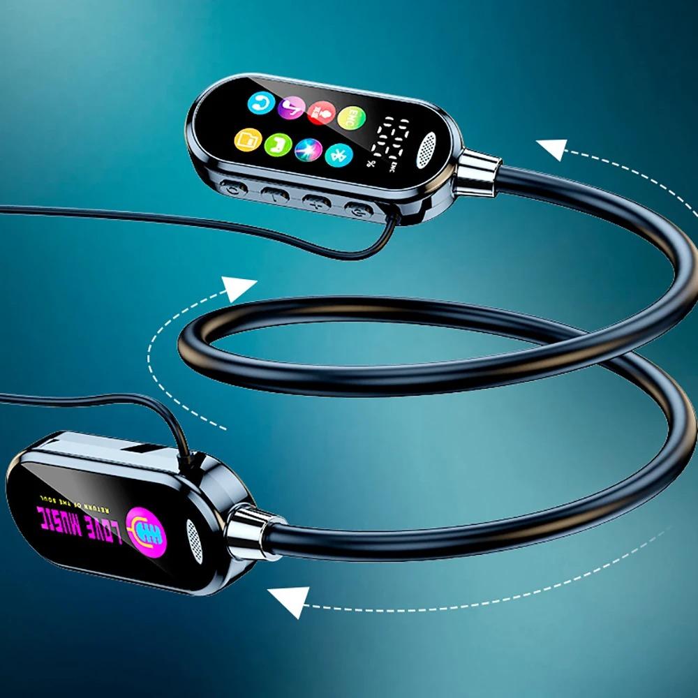 Bluetooth Screen Wireless Color Neckband Headphones Bluetooth 54 Headset Hifi Stereo Sports Headsets Magnetic Earbuds Waterproof Support Tf Card P32