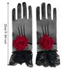 Rose Flower Fishnet Gloves Thin Mesh Mittens Unique Lace Gloves  Party