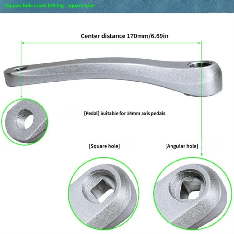 Light Weight 170Mm Bike Left Single Chain Crank Arm Aluminum Alloys Crankset Arm Replacement Accessories Enduring