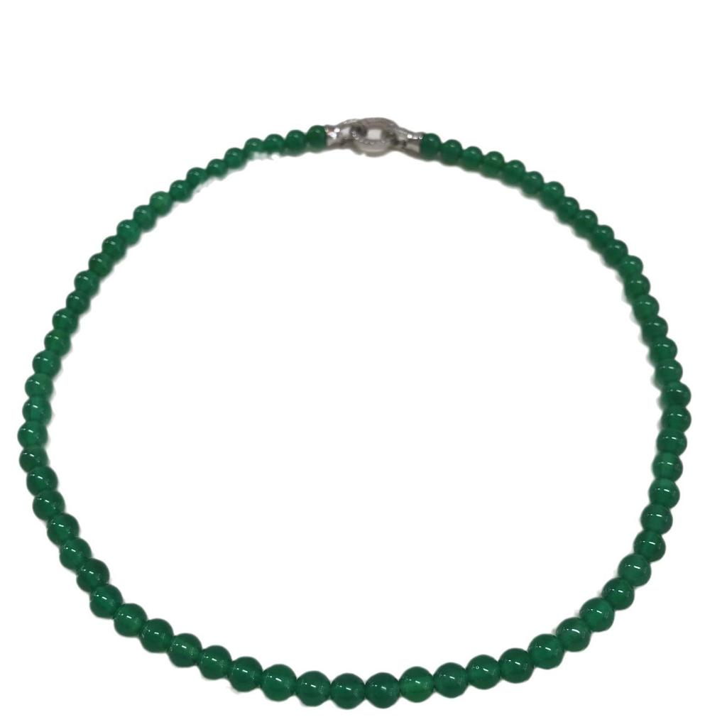 Элегантное зеленое халцедоновое ожерелье с бусинами и застежкой из циркона — женская универсальная высококачественная ключичная цепочка