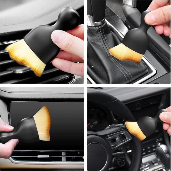 Microfiber Car Detailing Brush – Dual Use for Wet & Dry Cleaning, Soft Bristles Interior Duster for Dashboard, Air Vents, Leather Seats, and Home
