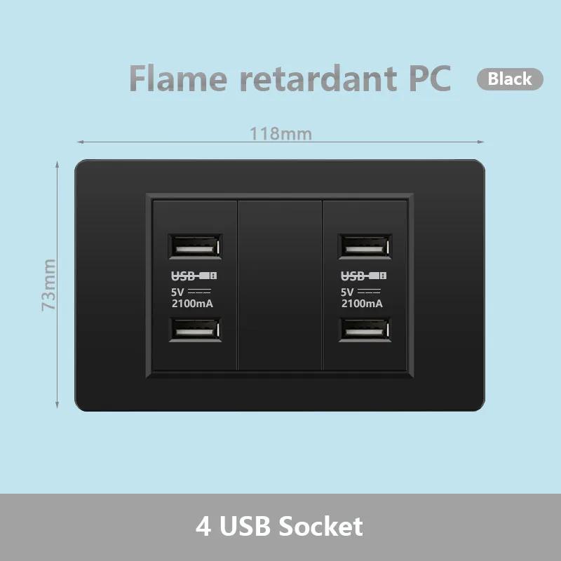 118 Тип Бразилия Корея Универсальная настенная розетка USB, белая панель ПК порт для зарядки, США Италия Чили Двойная розетка USB 2.1A 5V