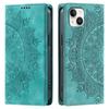 Для iPhone 15 Plus, 14 Plus, 13 Чехол-книжка из ПУ-кожи с тиснением «Мандала», с магнитным закрытием