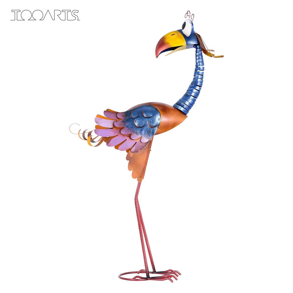 Tooarts 31.2inch Cartoon Toucan Sculpture, Iron Bird Sculpture, Standing Animal Ornament, Artwork