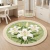 Flower Pattern Bedroom Decor Round Carpet French Style Carpets for Living Room Thick Plush Lounge Girl Floor Mat Fluffy Soft Rug
