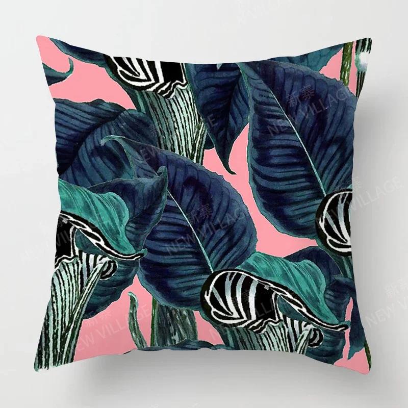 Creative Plant Leaf Patterns Throw Pillow Cover With Short Plush Print Living Room Sofa Decoration Cushion Cover Pillow Covers