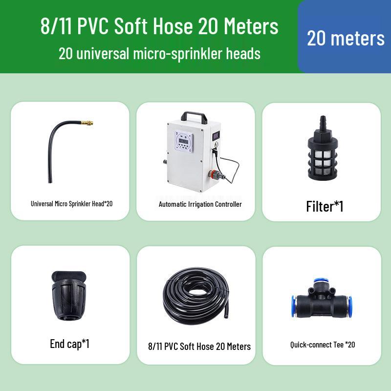 Solar-Powered Automatic Plant Watering System with Drip Irrigation and Sprinkler for Gardens