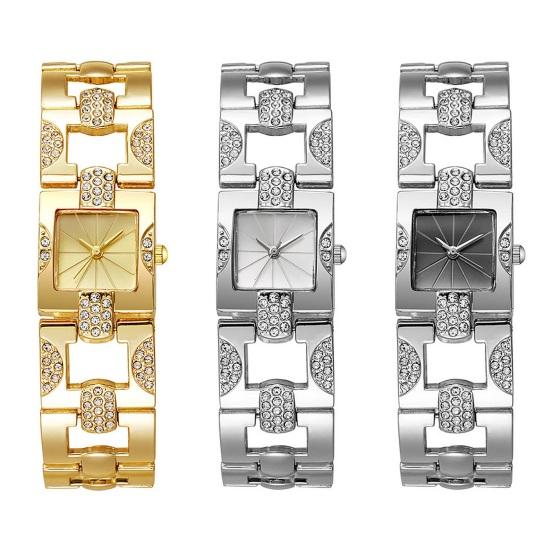Женские часы-браслет со стразами, квадратный циферблат, классические повседневные наручные часы с кварцевым браслетом, модные ювелирные изделия, аксессуары