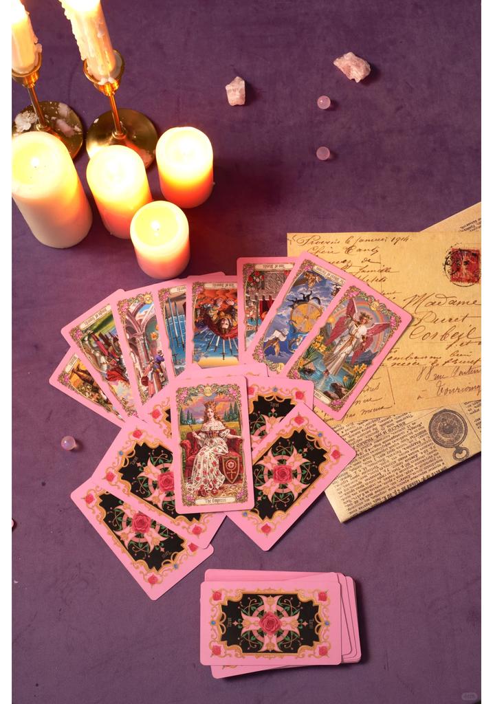 Pink Renaissance Fantasy Tarot Cards Beginners Premium Tarot Cards Original 12x7cm Original Design High Quality with Guidebook
