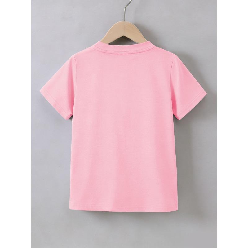 European sizes Girls' Short Sleeve Easter Print T-Shirt, Summer Kids' Round Neck Top, Sweet and Cute Fashionable Trendy Patterns for Girls