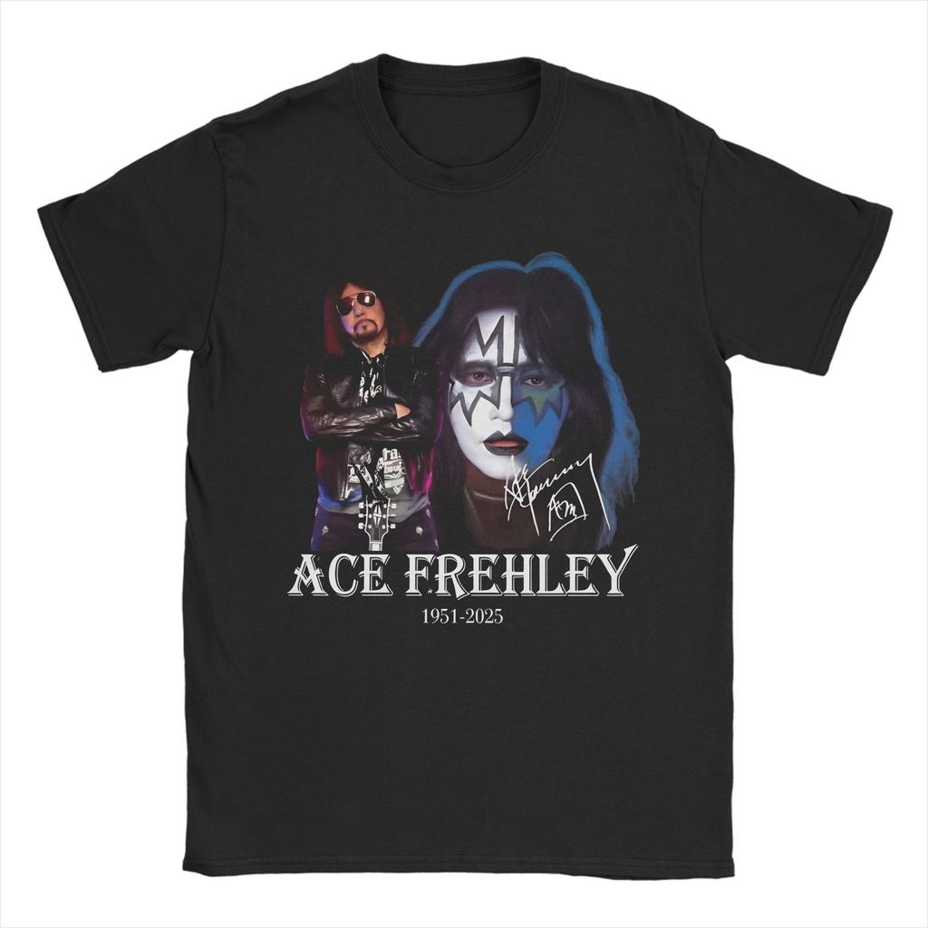 Rip Ace Frehley Космонавт 1951-2025 группа kiss Одежда Мужчины Женщины Футболка 100% Хлопок Футболка Новое Поступление Футболка Одежда