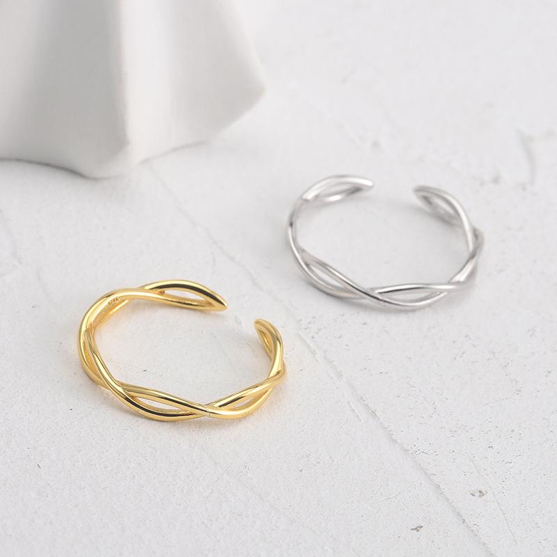 Кольцо из переплетенного серебра S925 пробы с открытым плетением, модное волнообразное кольцо из стерлингового серебра Ins Style, индивидуальный дизайн, персонализированные серебряные ювелирные изделия