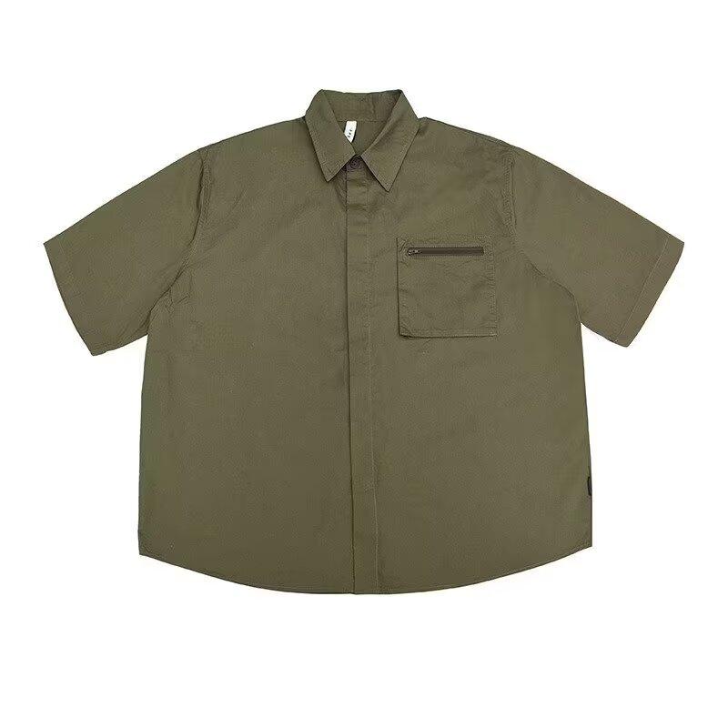 Замшевая рубашка с коротким рукавом для мужчин на лето, новая американская ретро-рубашка для пары с коротким рукавом, свободная и модная