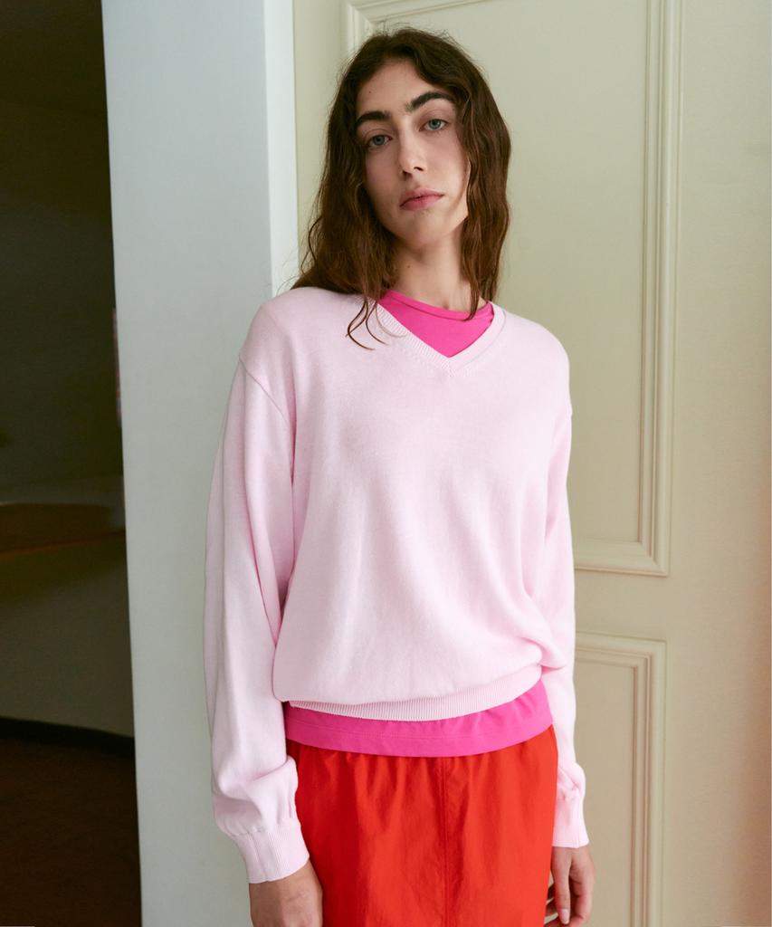 38COMEONCOMMON Regular Cotton V-Neck Knit (Light Pink)