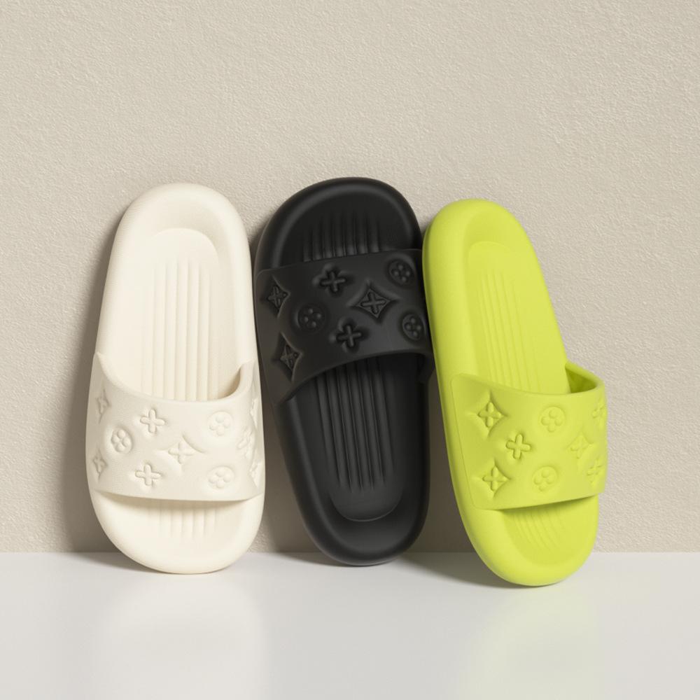 Модные стильные тапочки с высоким чувством, женские летние тапочки, ощущение наступить на что-то, толстая подошва, для ванной, нескользящие, дезодорирующие, с маленьким цветком, ЭВА тапочки