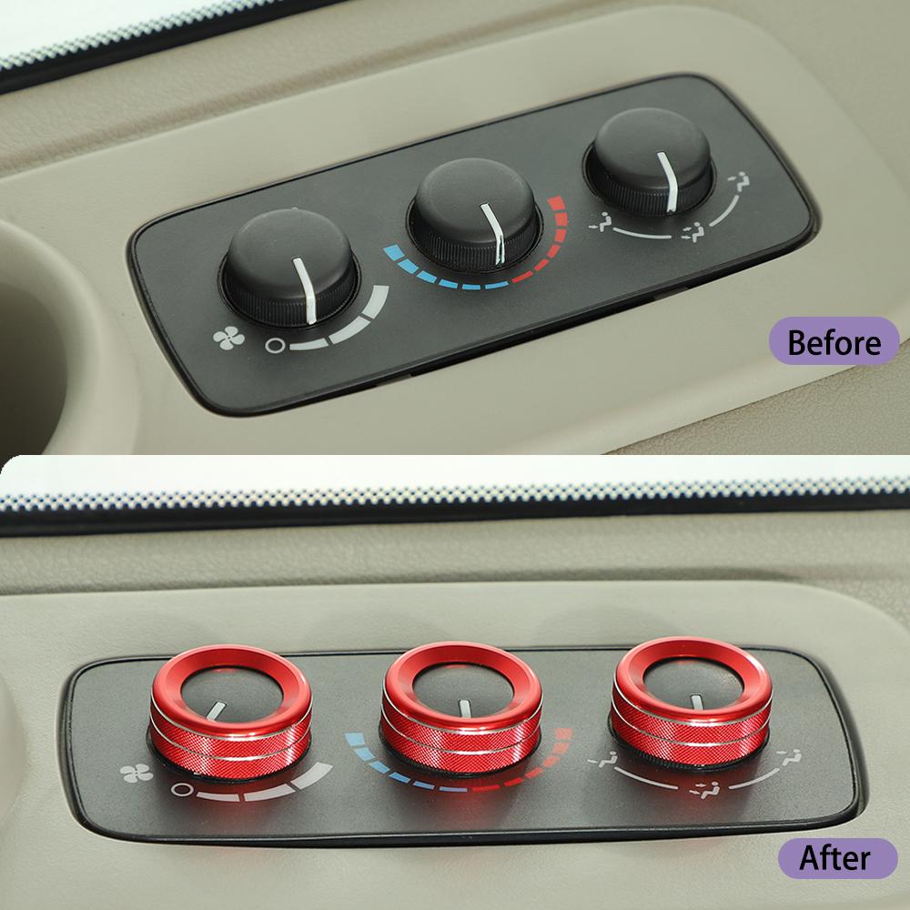 Aluminum Alloy Car Interior Trim For Jeep Grand Commander 2006- 2010 Air Conditioning Switch Knob Decoration Ring Cover