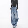 Blue Baggy Jeans for Women Clothing Spring Autumn Plus Size Denim Trousers High Waist Wide-leg Pants Y2k Style Streetwear