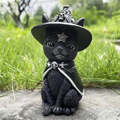 1 шт. Статуя черного кота, таинственная милая фигурка кошки, ведьмы, кошки, ведьмы, украшение для стола, ручная роспись, скульптура для Хэллоуина, 1 шт.