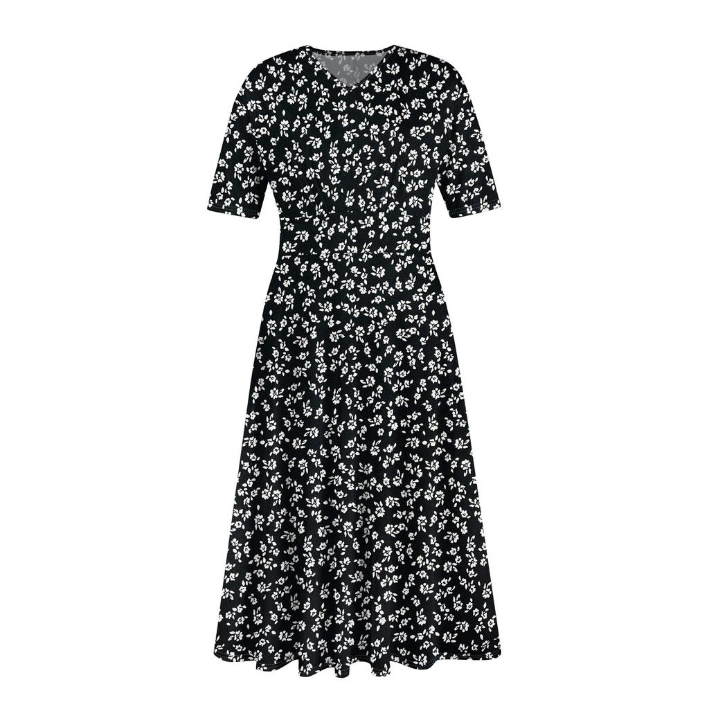 Women's  Casual Printing Summer Dress Short Sleeve Sundress Tank Dresses Beach Dress