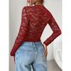 Женские топы весна-лето новая сексуальная ветровая рубашка тонкая ажурная футболка с длинными рукавами кружевная рубашка блузка