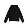 Logo Print Zip-Up Sports Casual Hoodie Jacket Women Jackets Black 679597-01