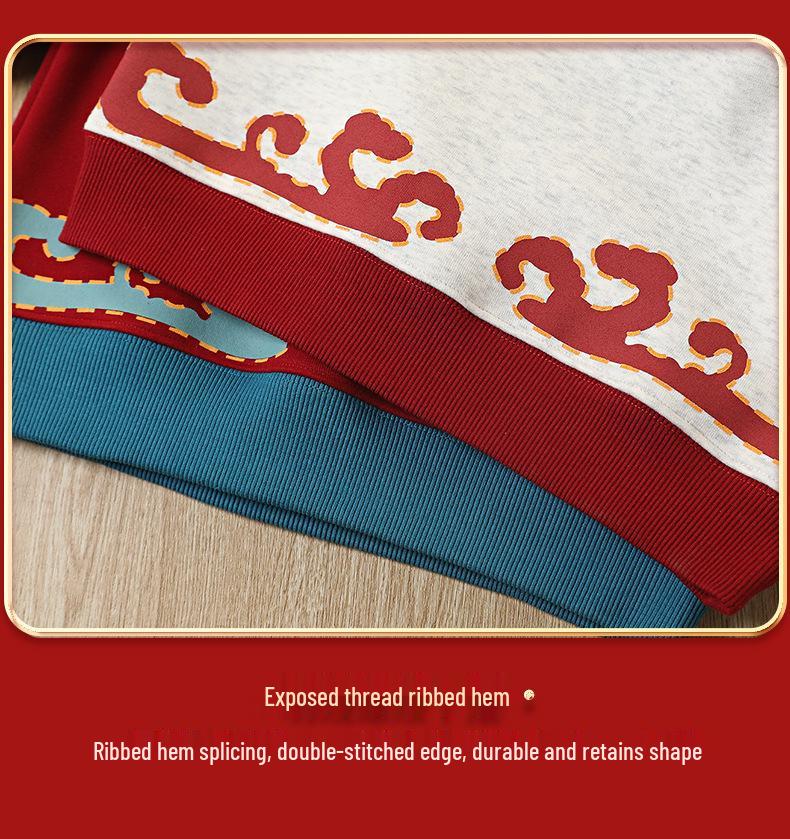 Детская зимняя толстовка с флисовой подкладкой "Год Лошади" - Праздничный теплый топ для мальчиков - Родитель-ребенок