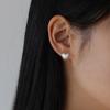 NORMALLEE [Silver 925] Matt Heart One-touch Earrings (Wide Ver)