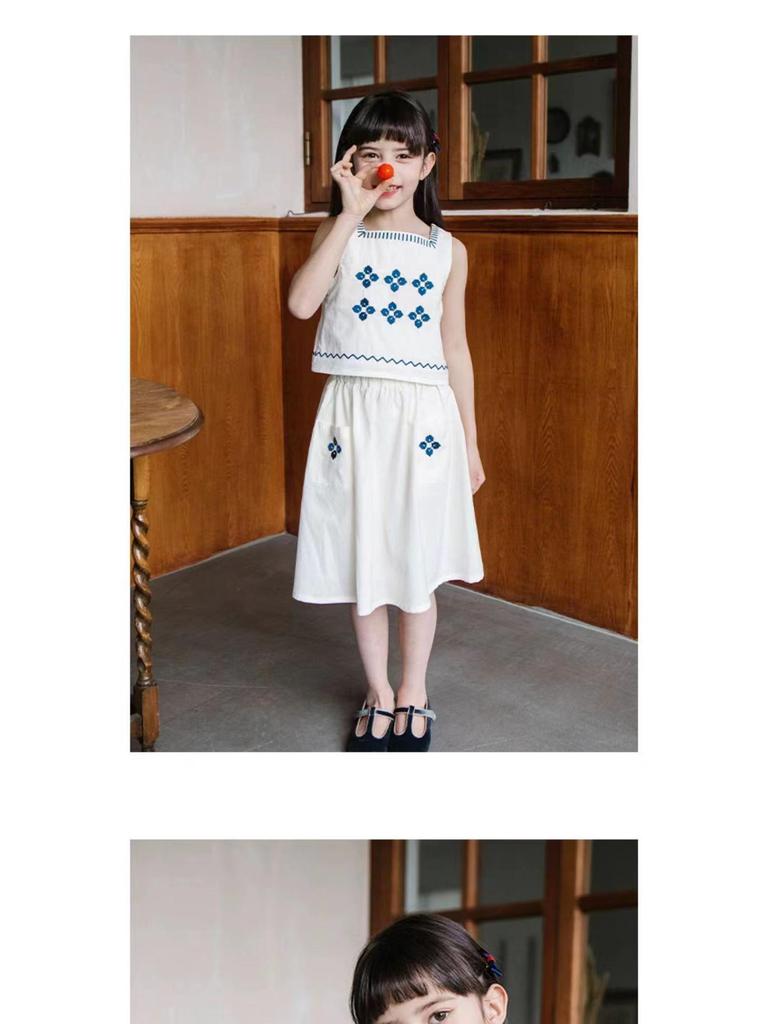 Комплект из корейской юбки и жилета с вышивкой в лесном стиле для девочек весна/лето