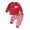 Toddler Girl Valentines Day Outfit, Letter Long Sleeve Sweatshirt Heart Long Pants 2 Piece Set