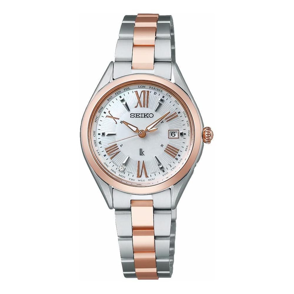 Seiko LUKIA Solar Radio Ladies Watch SSQV104 Silver Pink Gold White