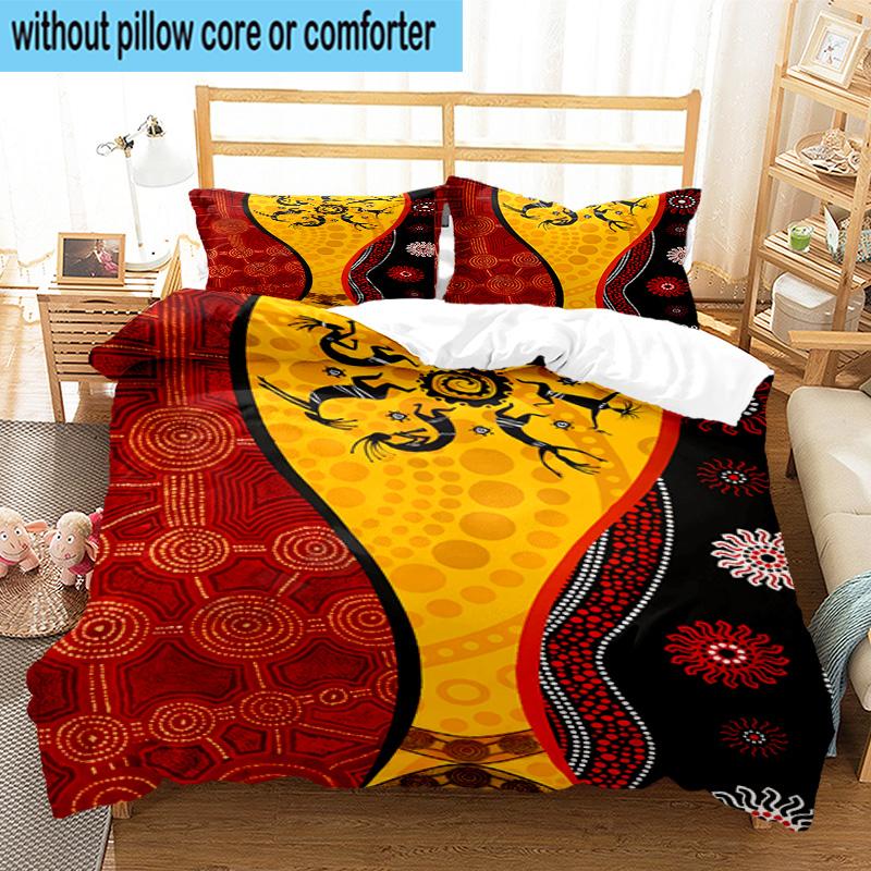 Sunrise Australian Indigenous Art 3pcs Bedding,Including 1pc Duvet Cover And 2pcs Pillowcases Perfect for Christmas,Ideal for Bedroom, Dormitory