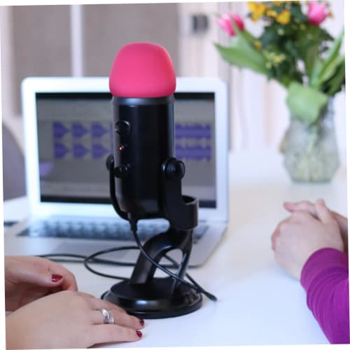 ERINGOGO 5-Piece Microphone Sponge Cover with Windproof Protection, Pink, for Conference Rooms