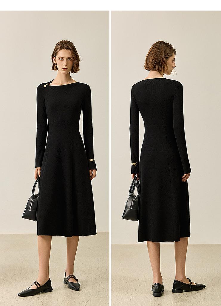 LILY wool waist cinching A-line dress