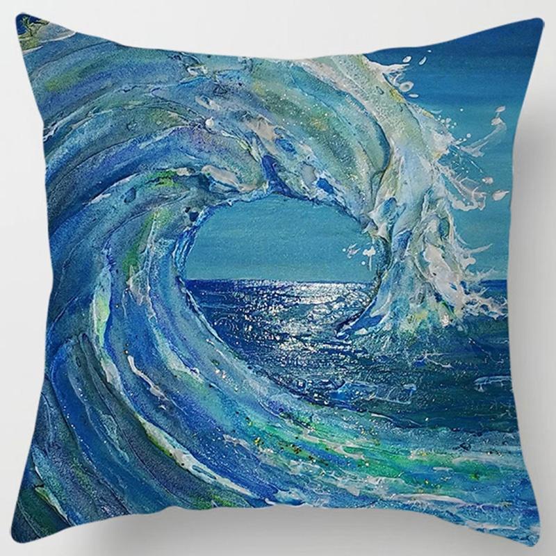 Wave Painting Series Pillow Gift Home Office Decoration Pillow Bedroom Sofa Car Cushion Cover