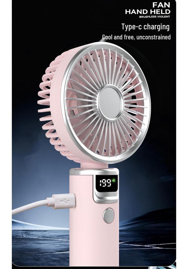 High-Speed Brushless 10-Gear Fan with Digital Display - USB Powered, Handheld or Desktop Use