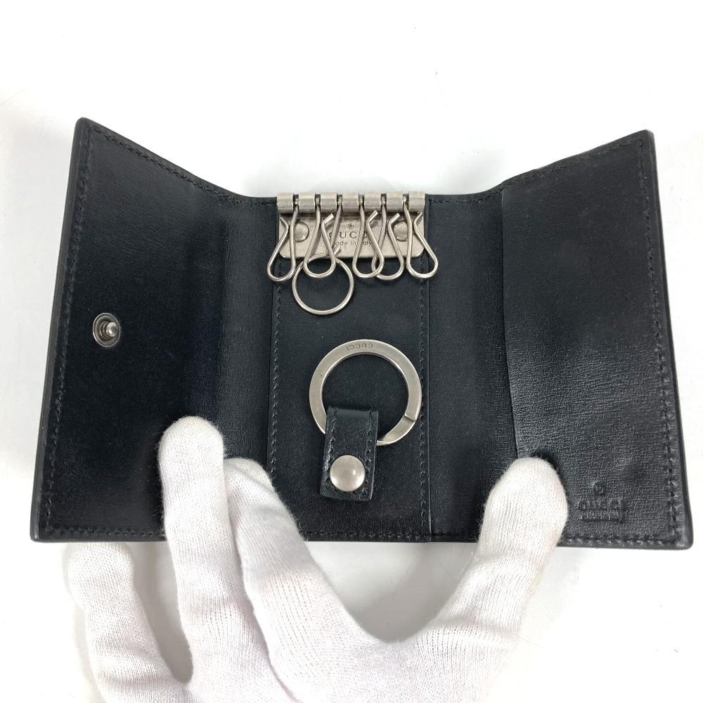 Gucci 435305 GG Marmont Логотип GG 6P Брелок 6 точек ключ Чехол для ключей Кожа Черный