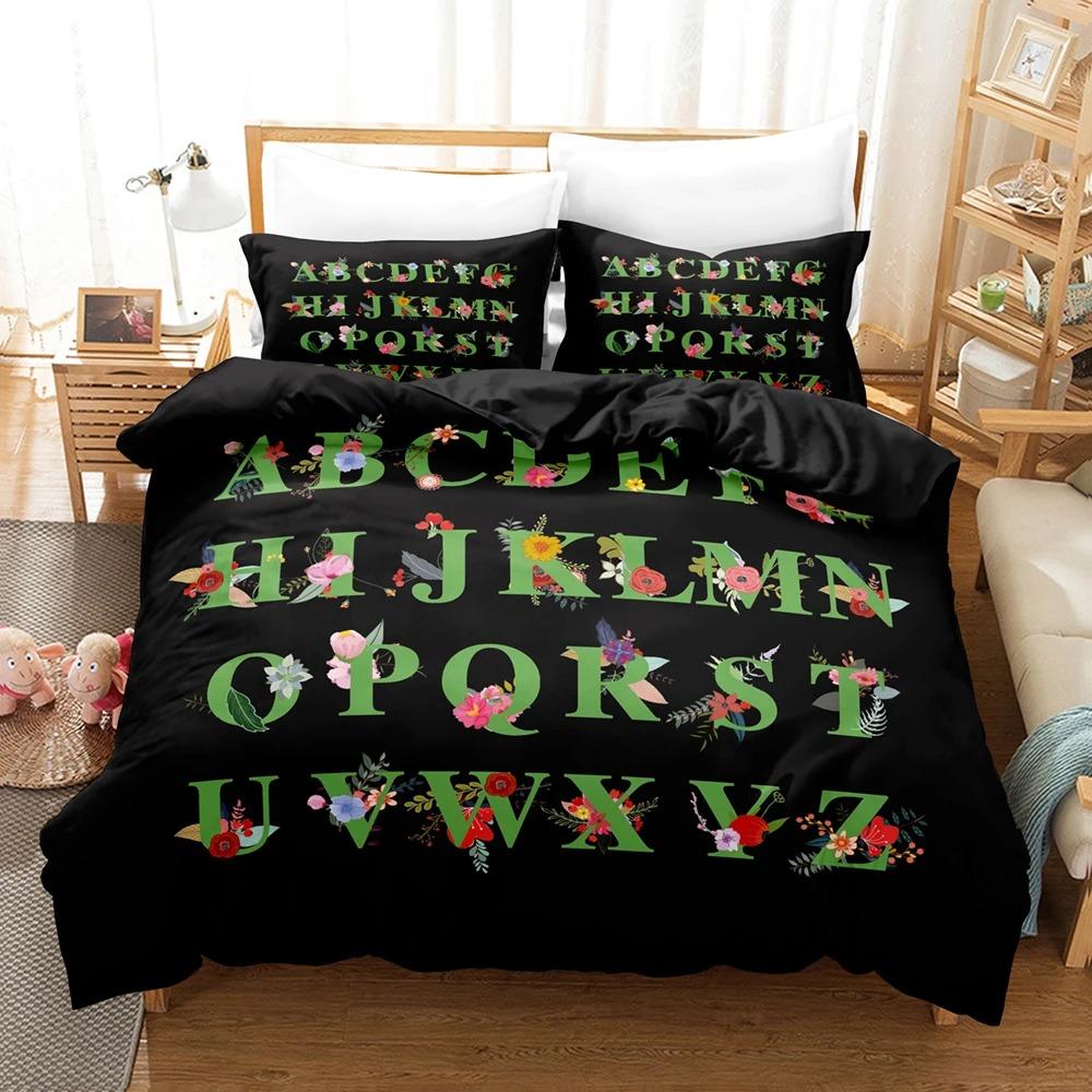 Комплект постельного белья Alphabet Lore Single Twin Full Queen King Size Комплект постельного белья для девочек и мальчиков Пододеяльники для спальни Аниме Пододеяльник