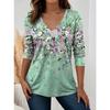 Women's T-Shirts Floral Graphic Plants Elegant Trendy Tees V-Neck Long Sleeve T-shirts Regular Tops Women's Pullover Fall Winter