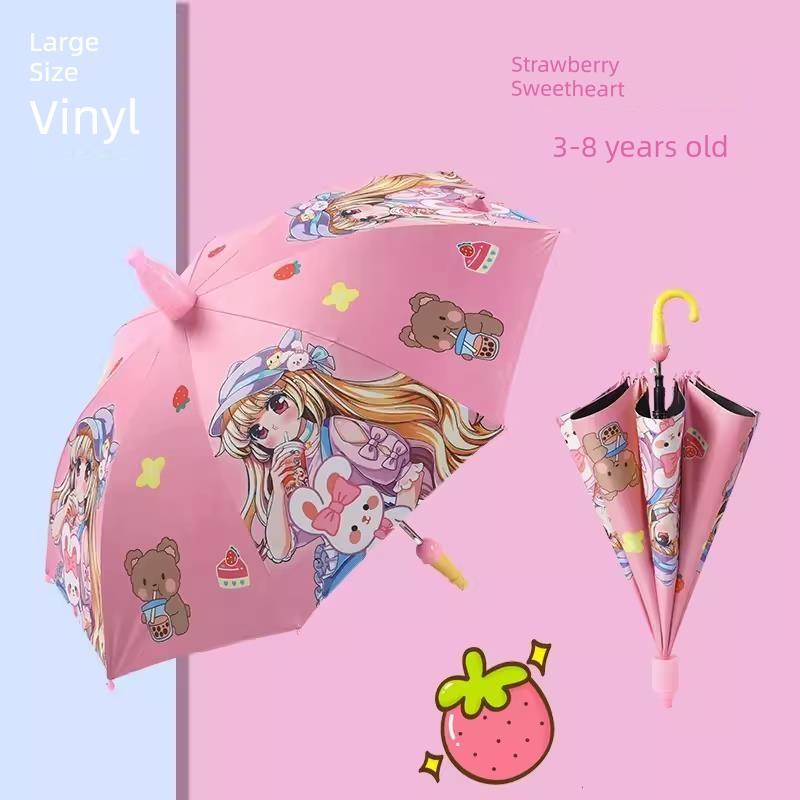 Children's Umbrella Kindergarten Baby Boys and Girls Kids Student Cartoon School Umbrella Lightweight Dinosaur Unicorn Umbrella