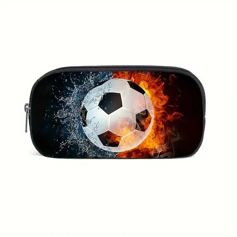 Cross-border Sports Pencil Case: Basketball, Football, Lightning, Ice, Fire Patterns, Multi-compartment Cartoon Stationery Bag