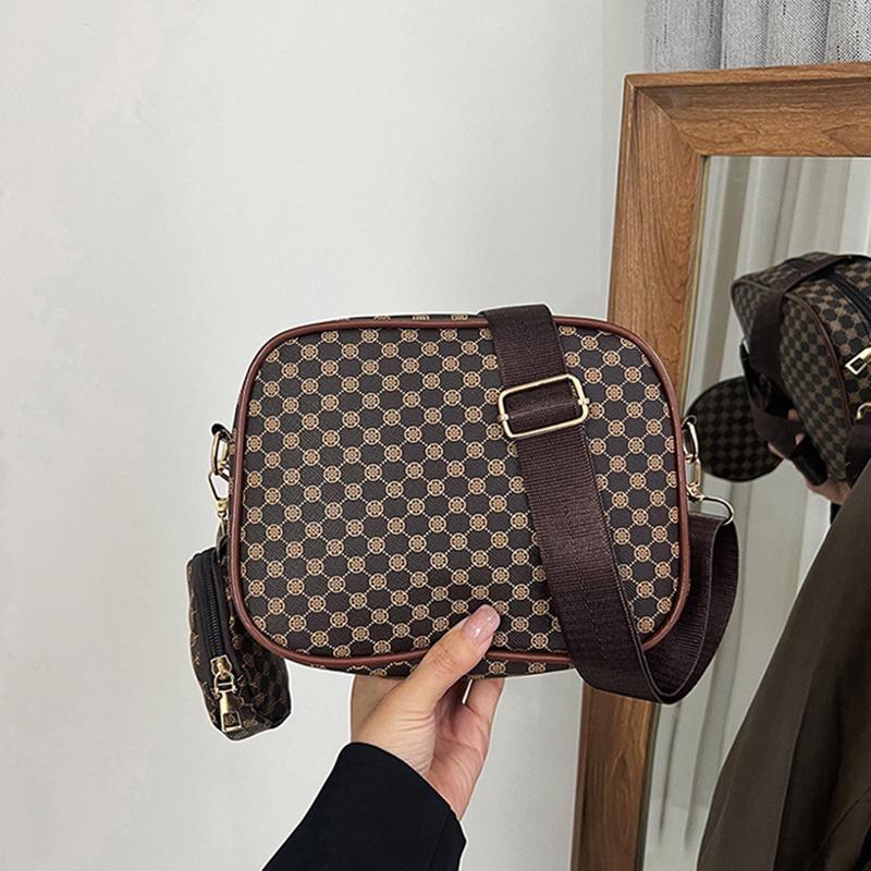 Винтажная трендовая квадратная сумка через плечо с небольшим узором из искусственной кожи, женская сумка через плечо