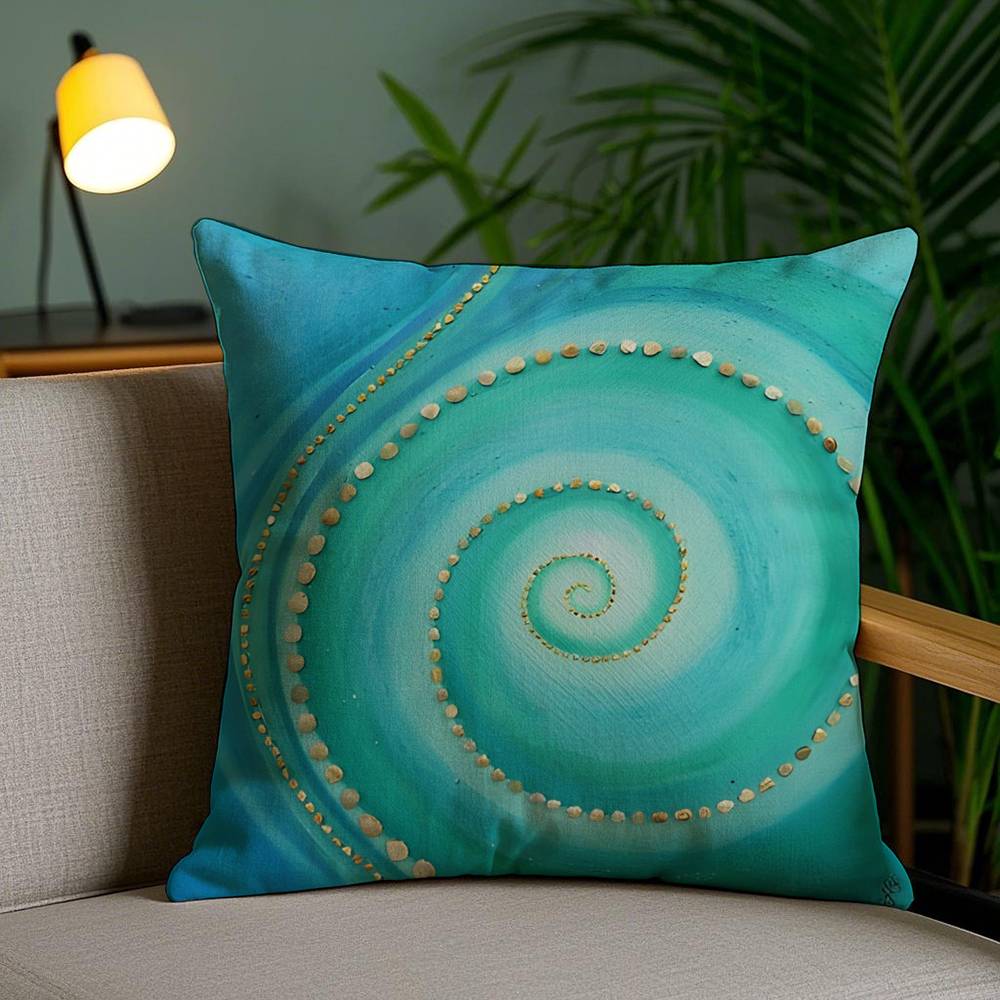 Blue Green Ocean Print Pattern Pillow Case Anti-dustmite Pillowcase Invisible Zipper Silky Short Plush Sofa Cushion Cover