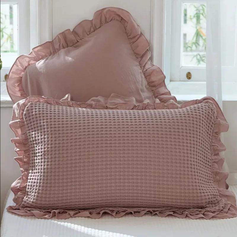 Наволочки из 100% хлопка с вафельным переплетением, 2 шт. Мягкие, дышащие, приятные для кожи наволочки, декоративные наволочки с вафельным переплетением, без наполнителя