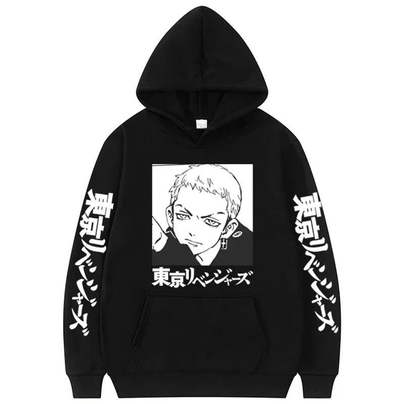 Аниме Токийские мстители Майки Принтованная Худи Осенний Флис Удобные Толстовки Большого Размера Свитшот Харадзюку Уличная одежда