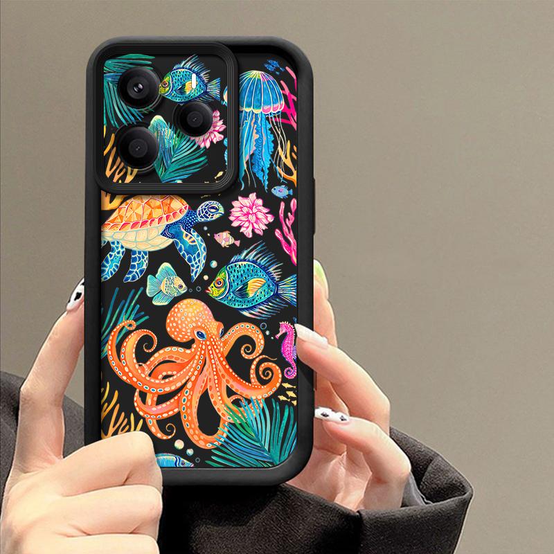 Мягкий ТПУ чехол для телефона для Xiaomi Redmi Note 15 14 13 Pro 4G Для Redmi Note 13 14 Pro Plus 5G Мультяшный Осьминог Силиконовая задняя крышка