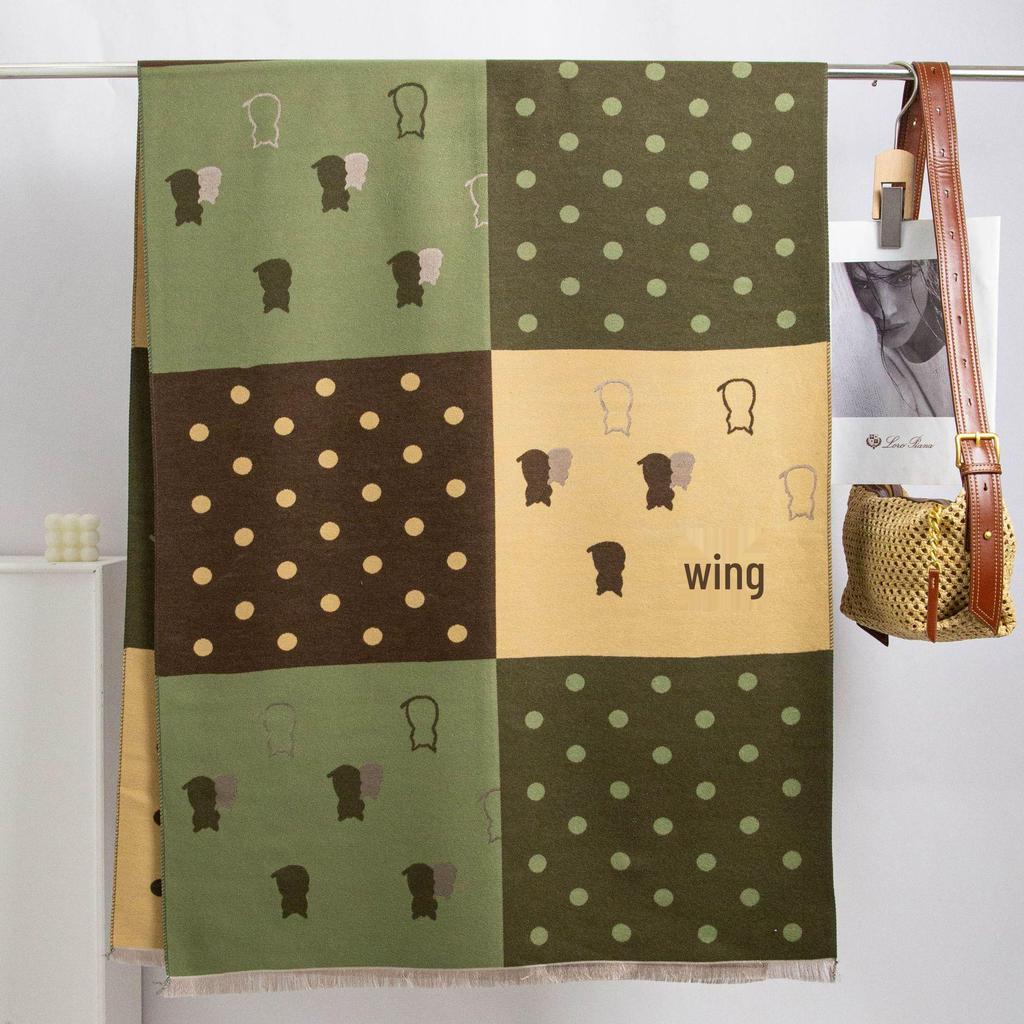 2024 Women's Polka Dot Plaid Scarf Shawl: Thickened Winter Dual-Use Neck Warmer, Age-Reducing, Versatile.